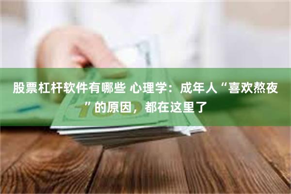 股票杠杆软件有哪些 心理学：成年人“喜欢熬夜”的原因，都在这里了